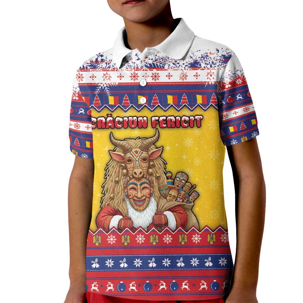 Romania Christmas Kid Polo Shirt Romanian Masked Santa - Wonder Print Shop