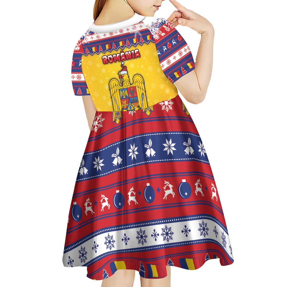 Romania Christmas Kid Short Sleeve Dress Romanian Masked Santa - Wonder Print Shop