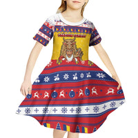 Romania Christmas Kid Short Sleeve Dress Romanian Masked Santa - Wonder Print Shop
