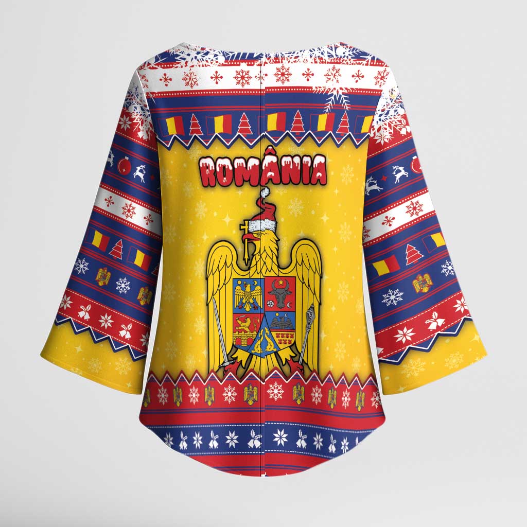 Romania Christmas Kimono Sleeve Blouse Romanian Masked Santa - Wonder Print Shop