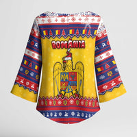 Romania Christmas Kimono Sleeve Blouse Romanian Masked Santa - Wonder Print Shop