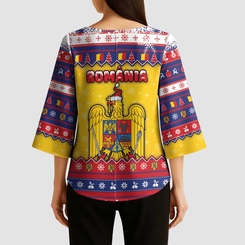Romania Christmas Kimono Sleeve Blouse Romanian Masked Santa - Wonder Print Shop