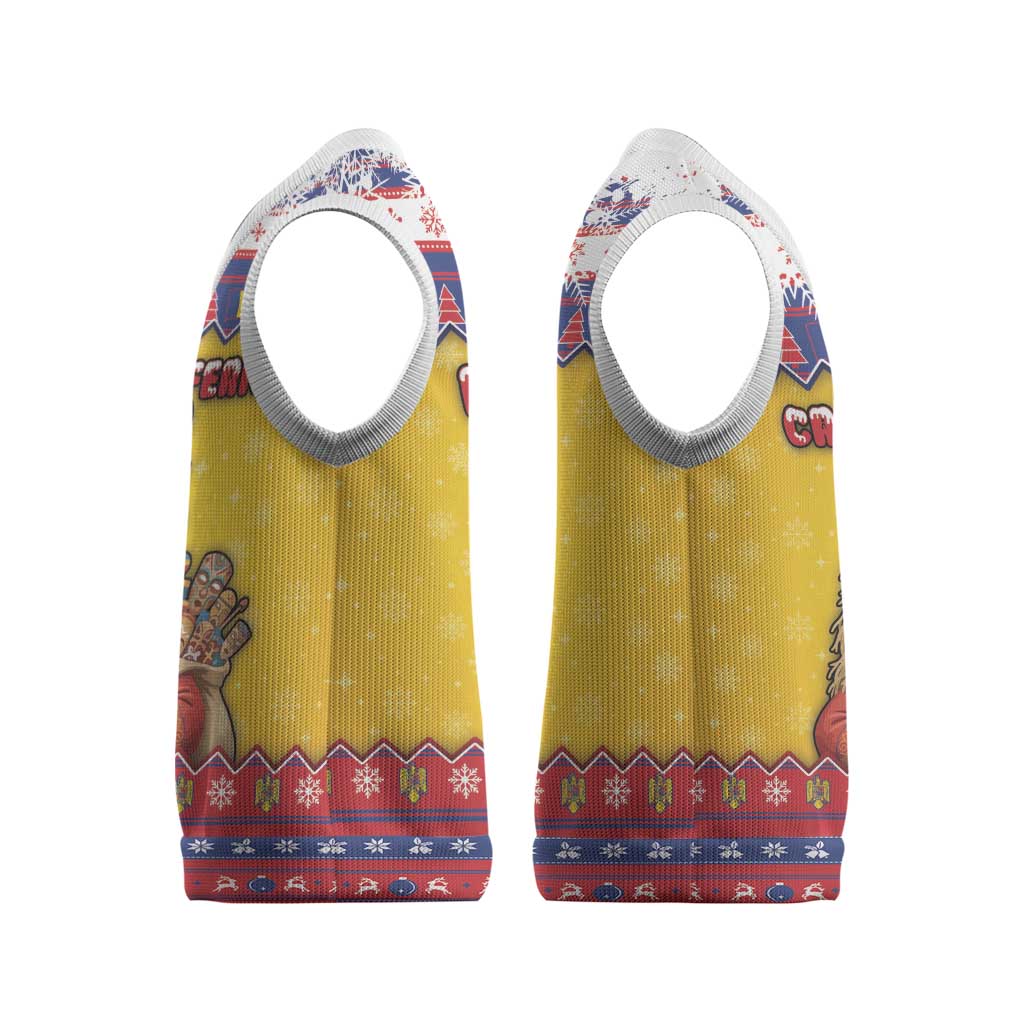Romania Christmas Knitted V-Neck Vest Romanian Masked Santa - Wonder Print Shop