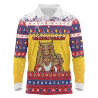 Romania Christmas Long Sleeve Polo Shirt Romanian Masked Santa - Wonder Print Shop
