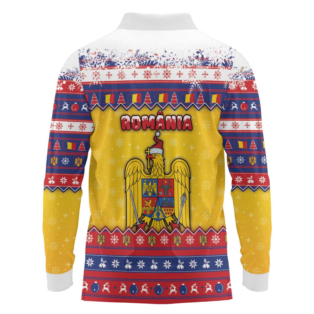 Romania Christmas Long Sleeve Polo Shirt Romanian Masked Santa - Wonder Print Shop