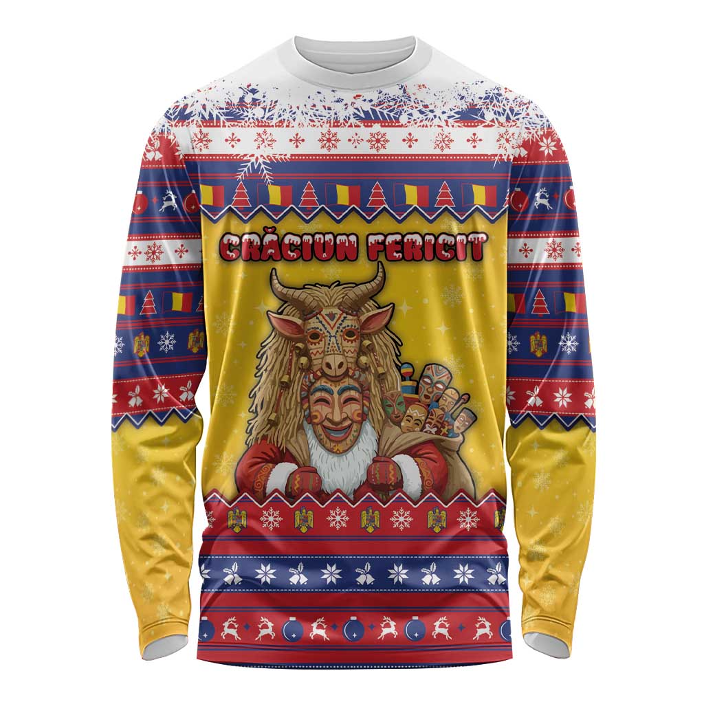 Romania Christmas Long Sleeve Shirt Romanian Masked Santa - Wonder Print Shop