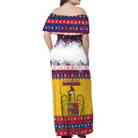 Romania Christmas Off Shoulder Maxi Dress Romanian Masked Santa - Wonder Print Shop