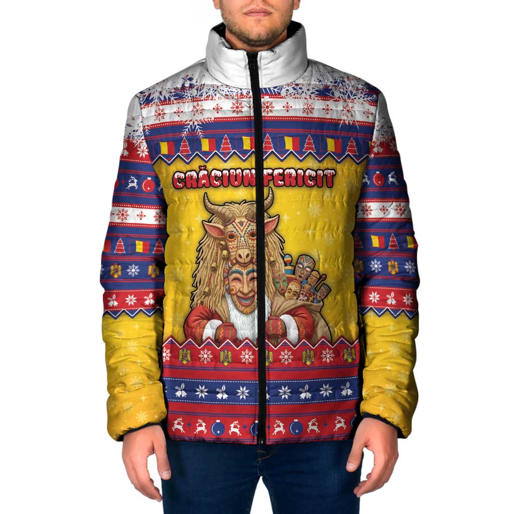 Romania Christmas Padded Jacket Romanian Masked Santa - Wonder Print Shop