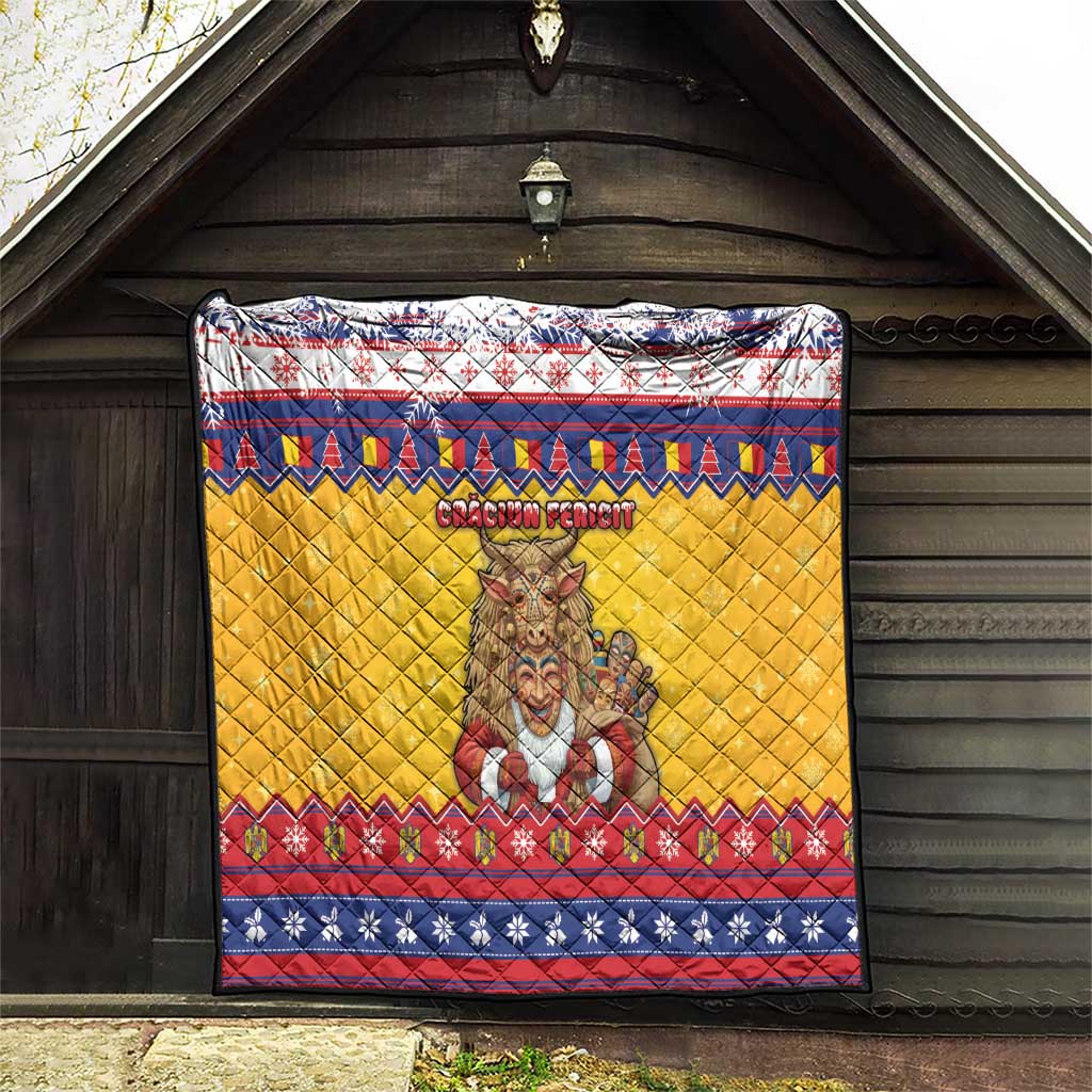 Romania Christmas Quilt Romanian Masked Santa - Wonder Print Shop