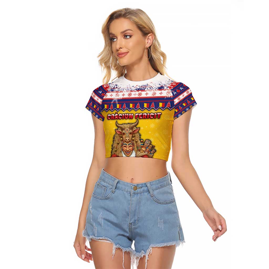 Romania Christmas Raglan Cropped T Shirt Romanian Masked Santa - Wonder Print Shop