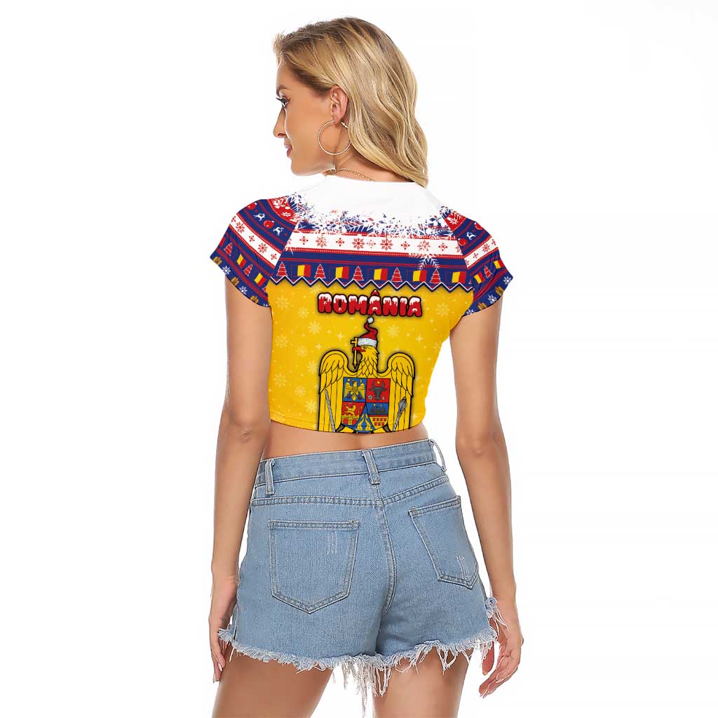 Romania Christmas Raglan Cropped T Shirt Romanian Masked Santa - Wonder Print Shop