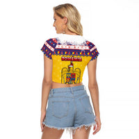 Romania Christmas Raglan Cropped T Shirt Romanian Masked Santa - Wonder Print Shop