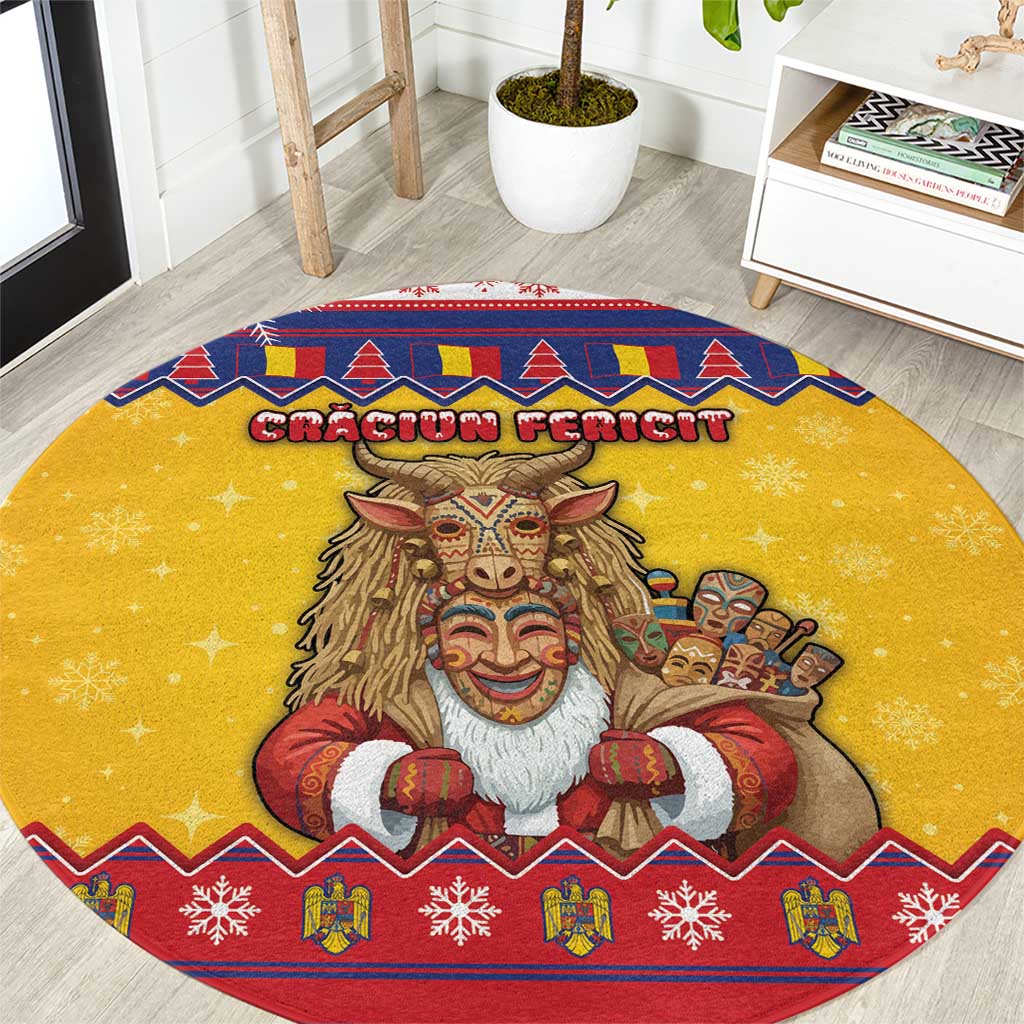 Romania Christmas Round Carpet Romanian Masked Santa - Wonder Print Shop