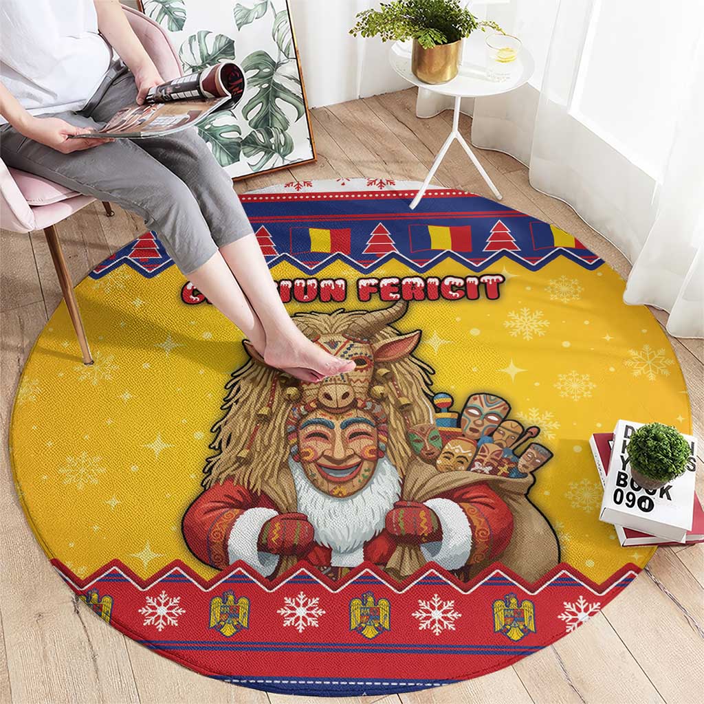 Romania Christmas Round Carpet Romanian Masked Santa - Wonder Print Shop