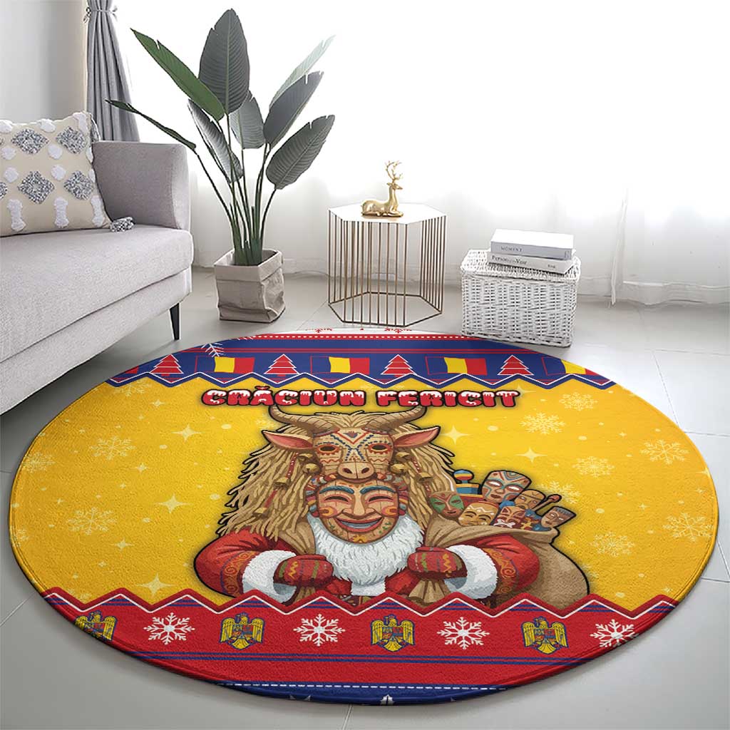 Romania Christmas Round Carpet Romanian Masked Santa - Wonder Print Shop