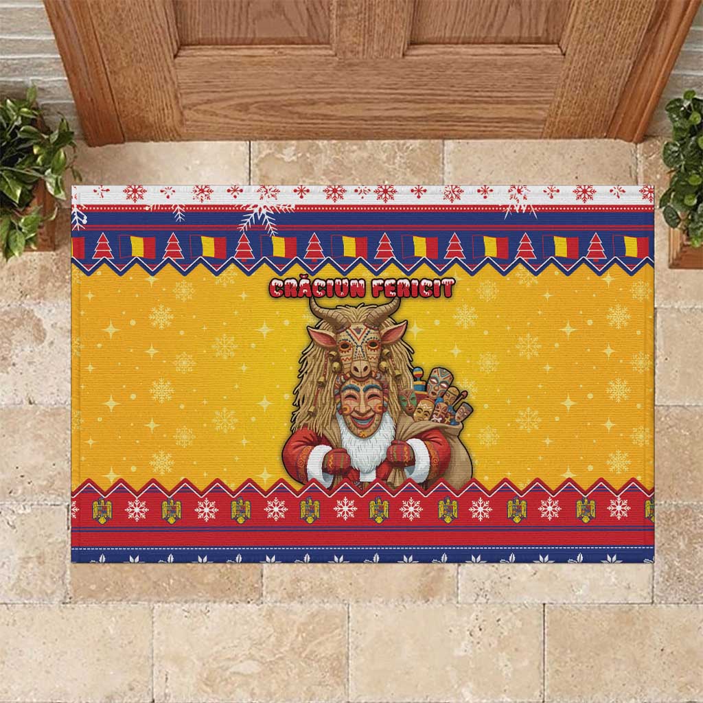 Romania Christmas Rubber Doormat Romanian Masked Santa - Wonder Print Shop