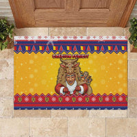Romania Christmas Rubber Doormat Romanian Masked Santa - Wonder Print Shop