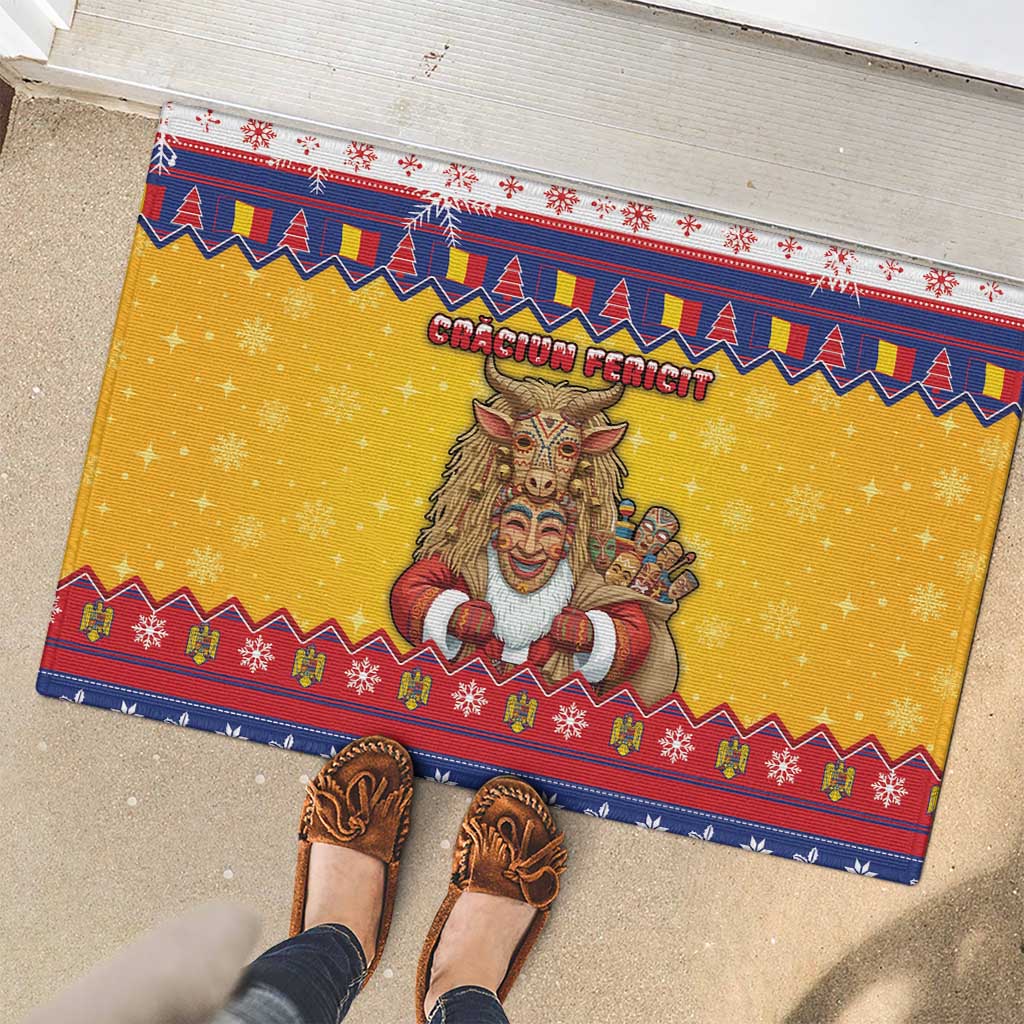 Romania Christmas Rubber Doormat Romanian Masked Santa - Wonder Print Shop