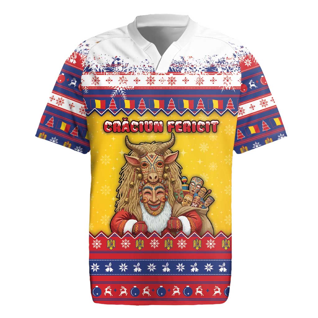 Romania Christmas Rugby Jersey Romanian Masked Santa - Wonder Print Shop