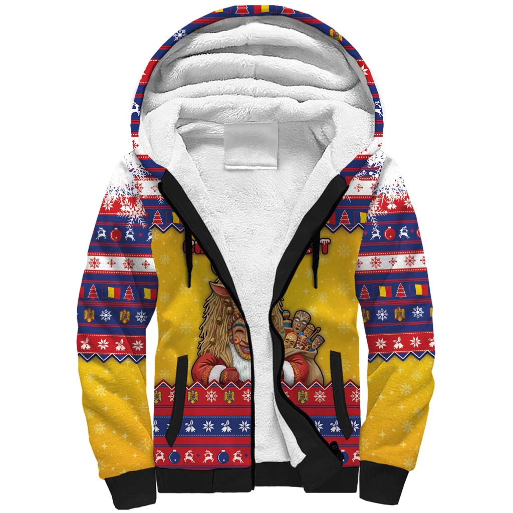 Romania Christmas Sherpa Hoodie Romanian Masked Santa - Wonder Print Shop