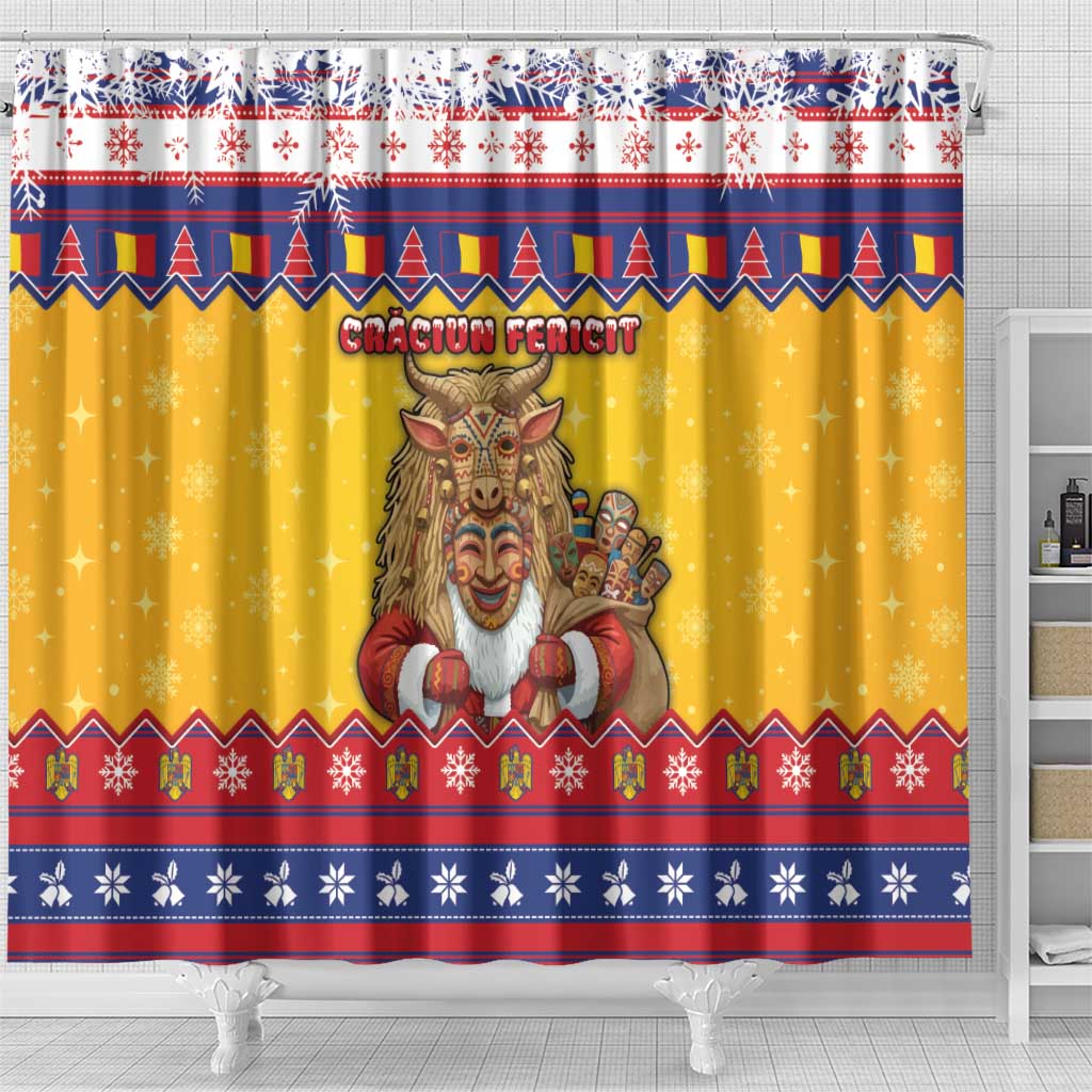 Romania Christmas Shower Curtain Romanian Masked Santa - Wonder Print Shop