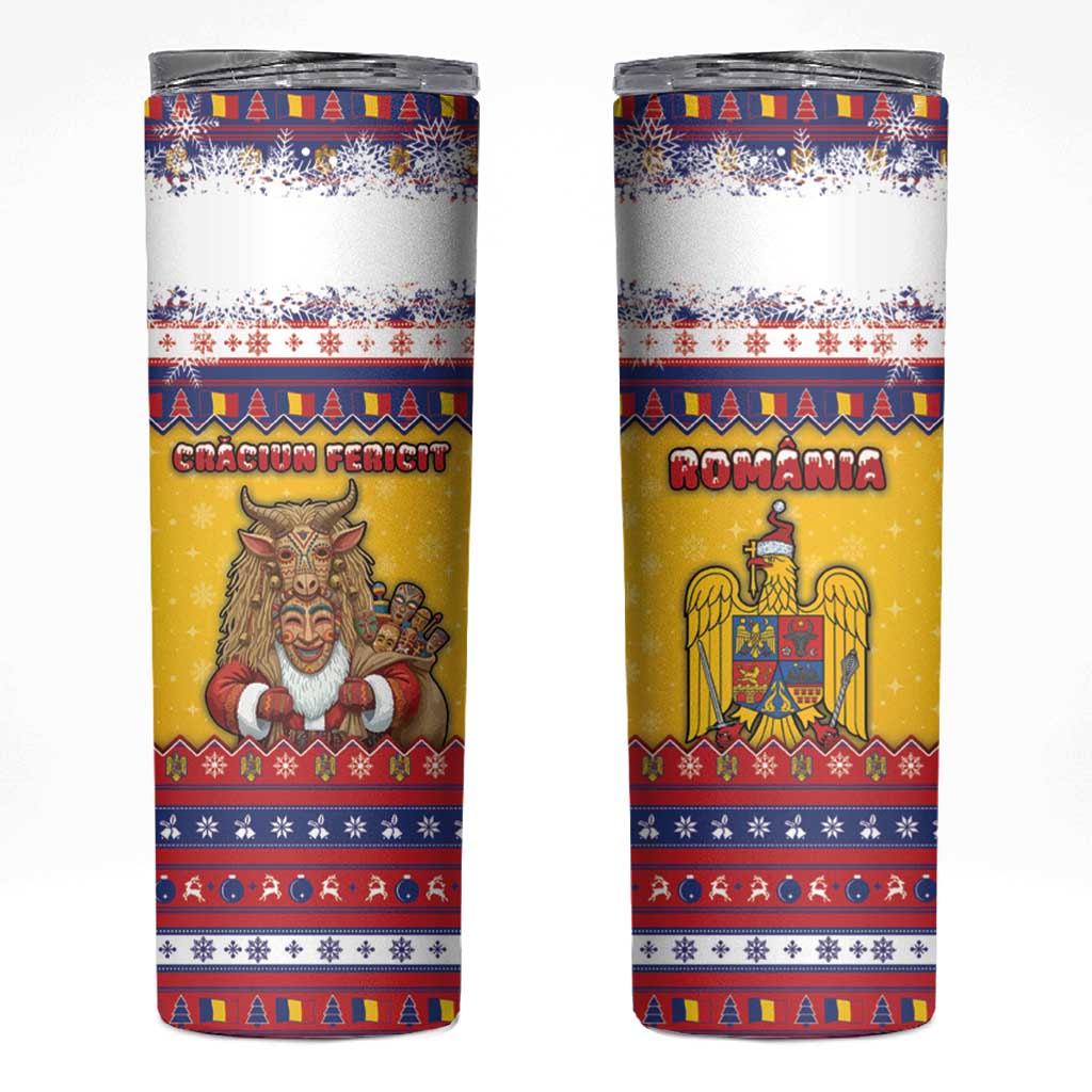 Romania Christmas Skinny Tumbler Romanian Masked Santa - Wonder Print Shop