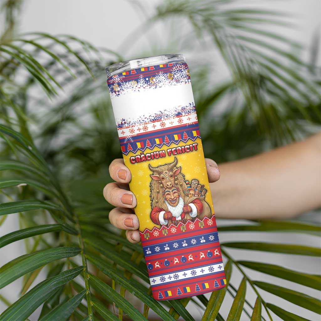 Romania Christmas Skinny Tumbler Romanian Masked Santa - Wonder Print Shop