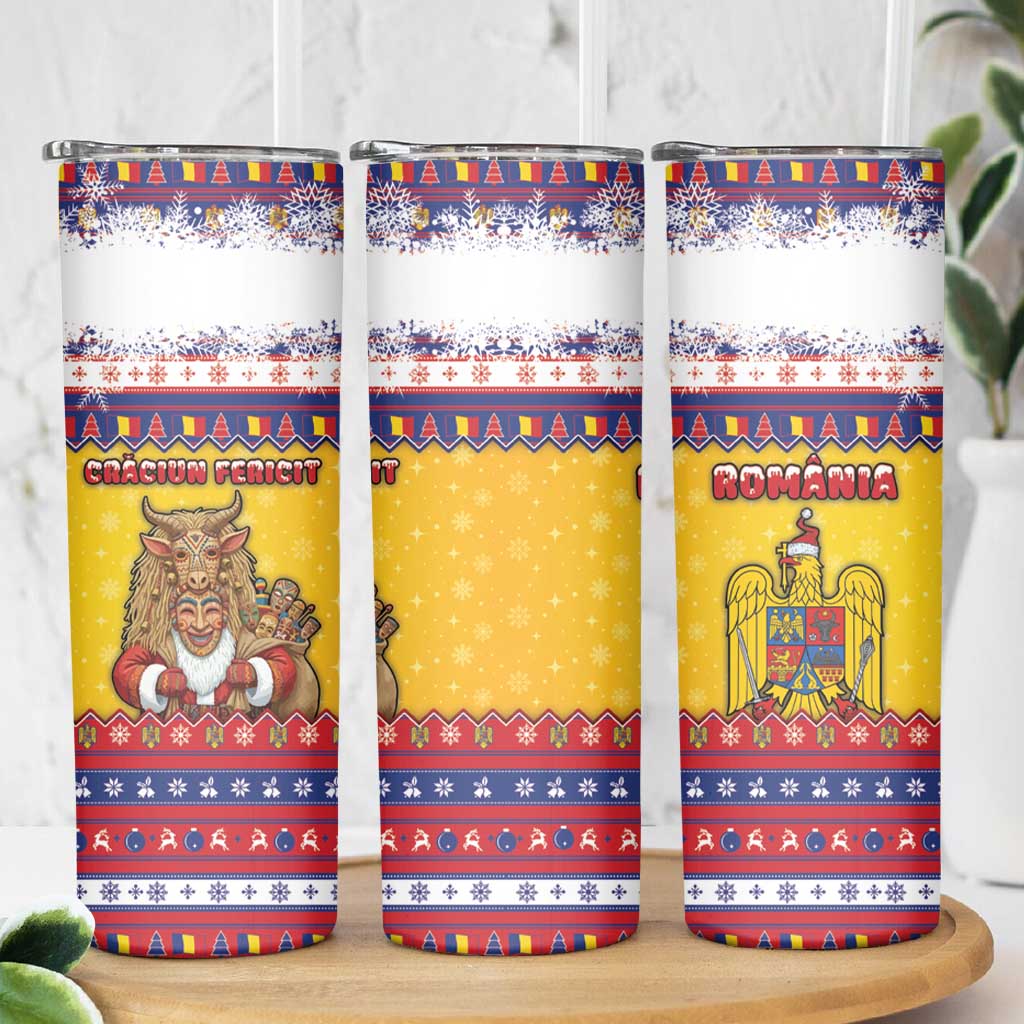 Romania Christmas Skinny Tumbler Romanian Masked Santa - Wonder Print Shop
