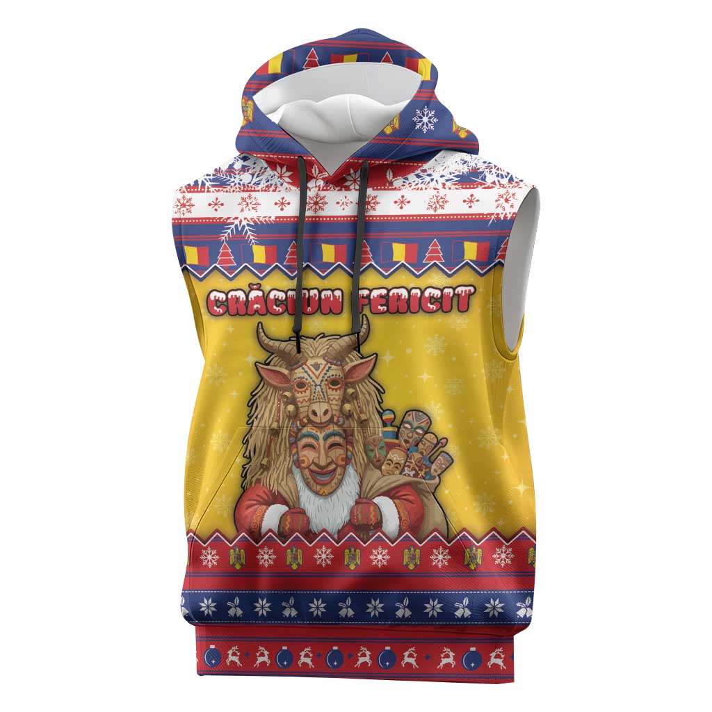 Romania Christmas Sleeveless Hoodie Romanian Masked Santa - Wonder Print Shop