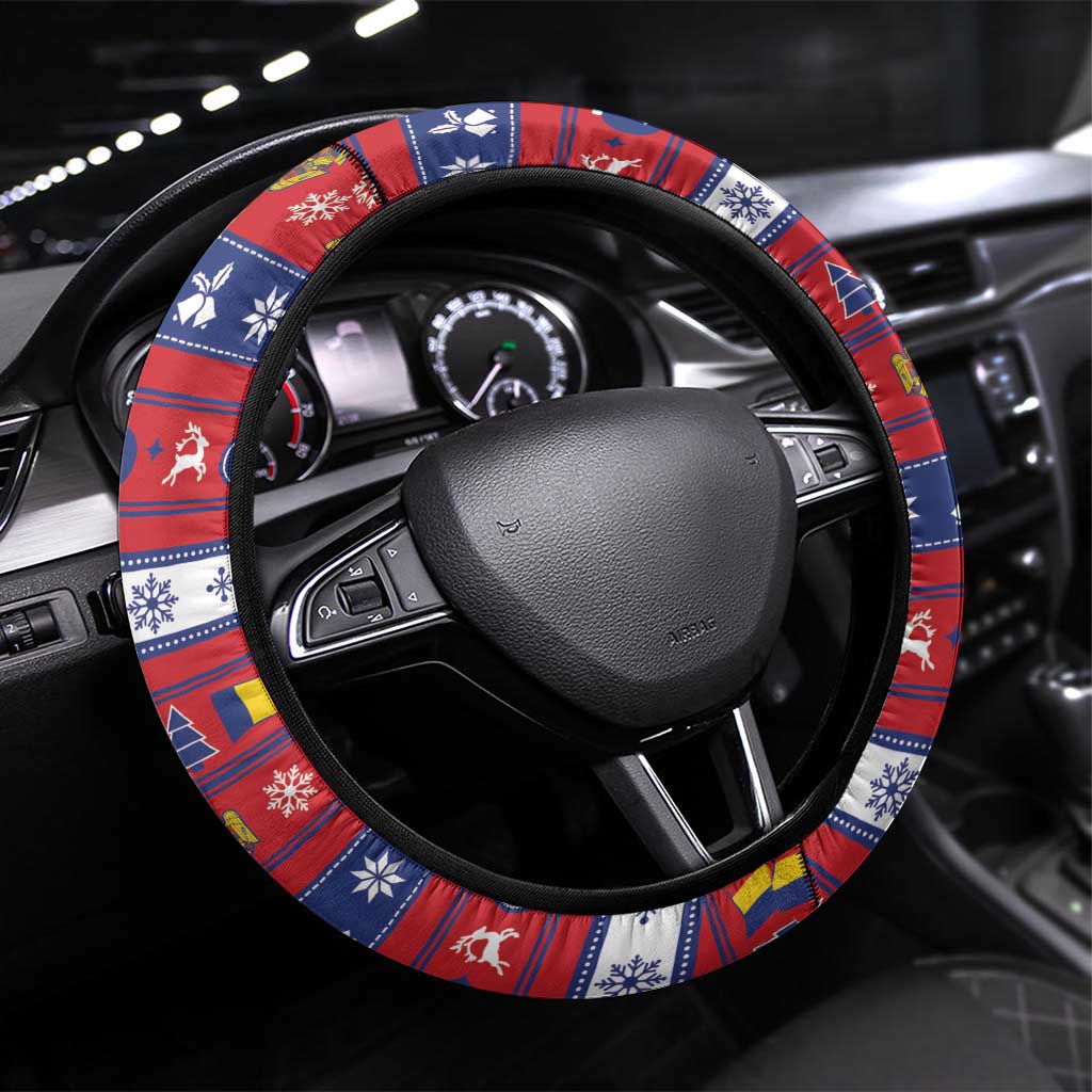 Romania Christmas Steering Wheel Cover Romanian Masked Santa - Wonder Print Shop