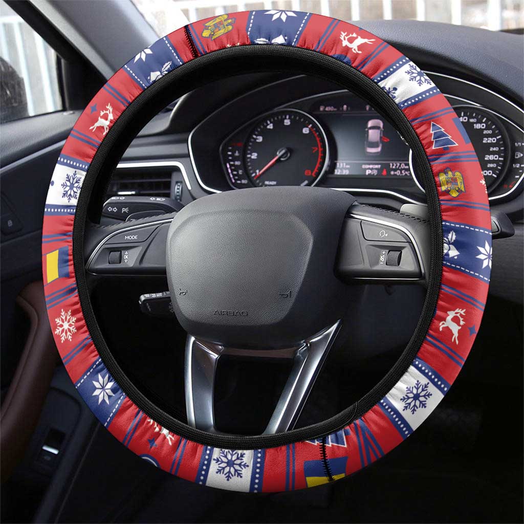 Romania Christmas Steering Wheel Cover Romanian Masked Santa - Wonder Print Shop
