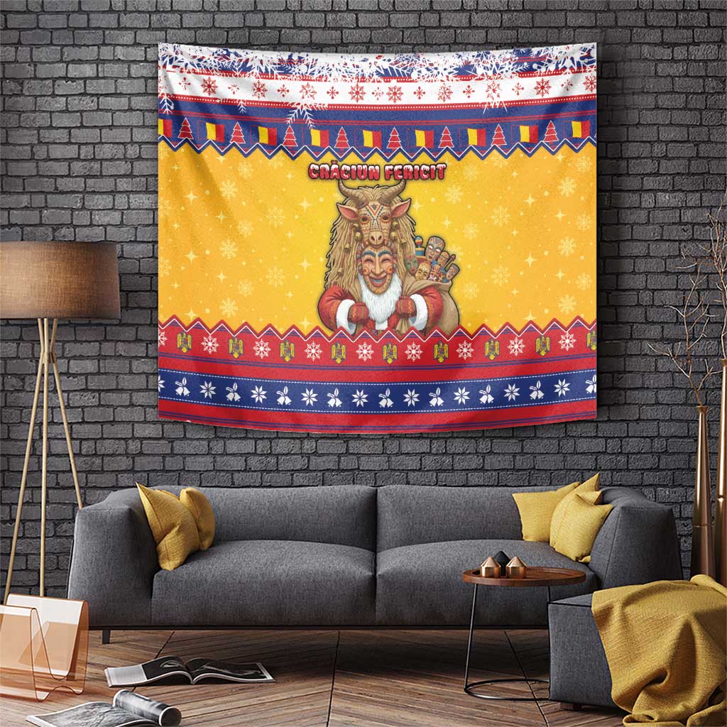 Romania Christmas Tapestry Romanian Masked Santa - Wonder Print Shop