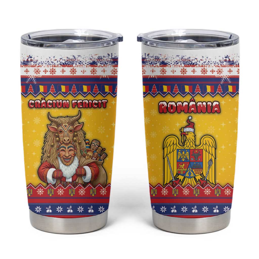 Romania Christmas Tumbler Cup Romanian Masked Santa - Wonder Print Shop