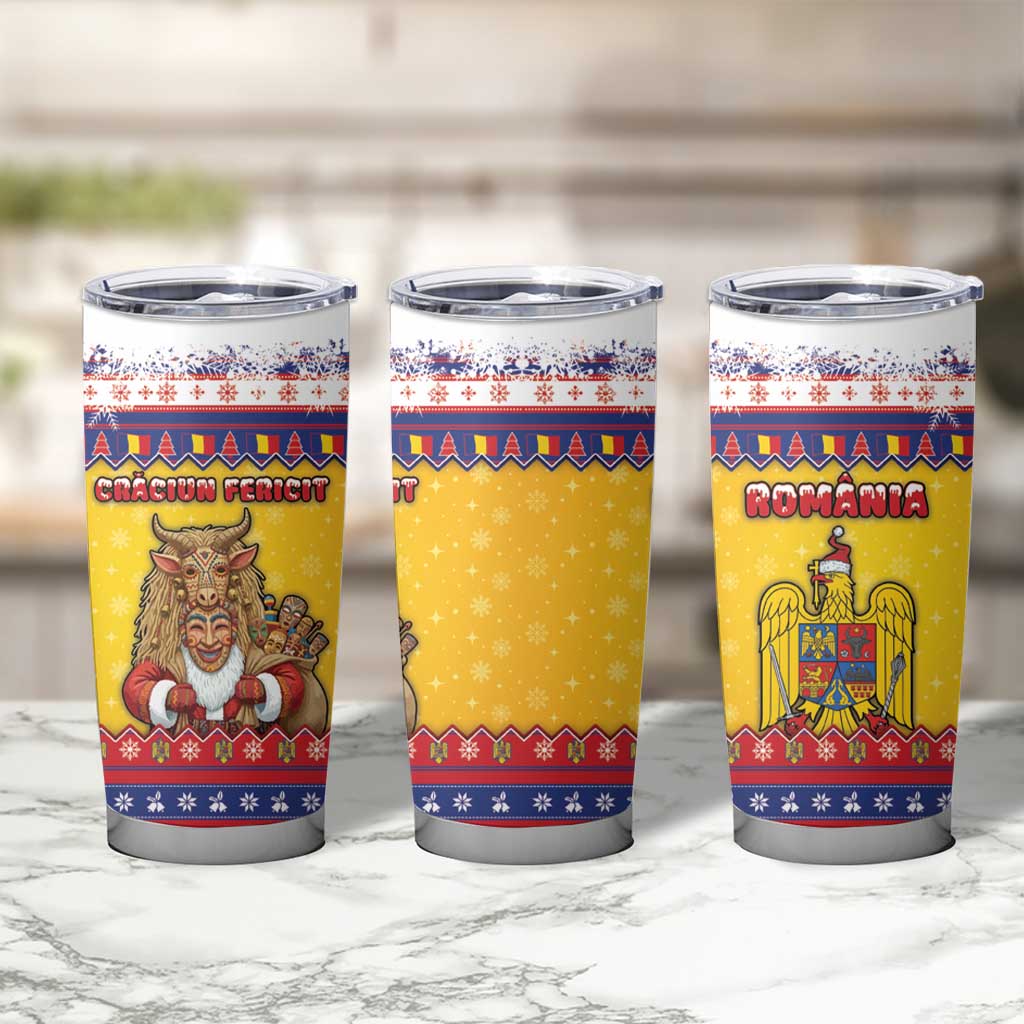Romania Christmas Tumbler Cup Romanian Masked Santa - Wonder Print Shop