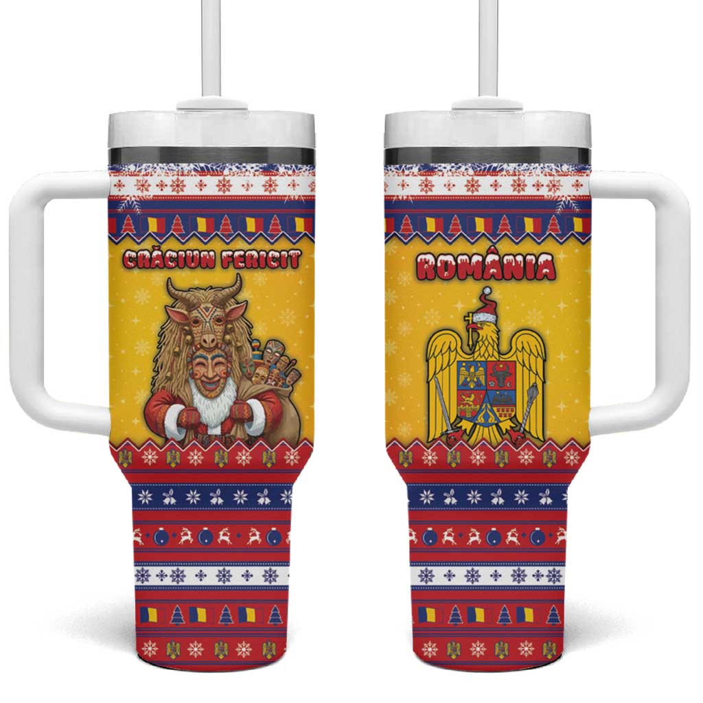 Romania Christmas Tumbler With Handle Romanian Masked Santa - Wonder Print Shop
