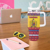 Romania Christmas Tumbler With Handle Romanian Masked Santa - Wonder Print Shop