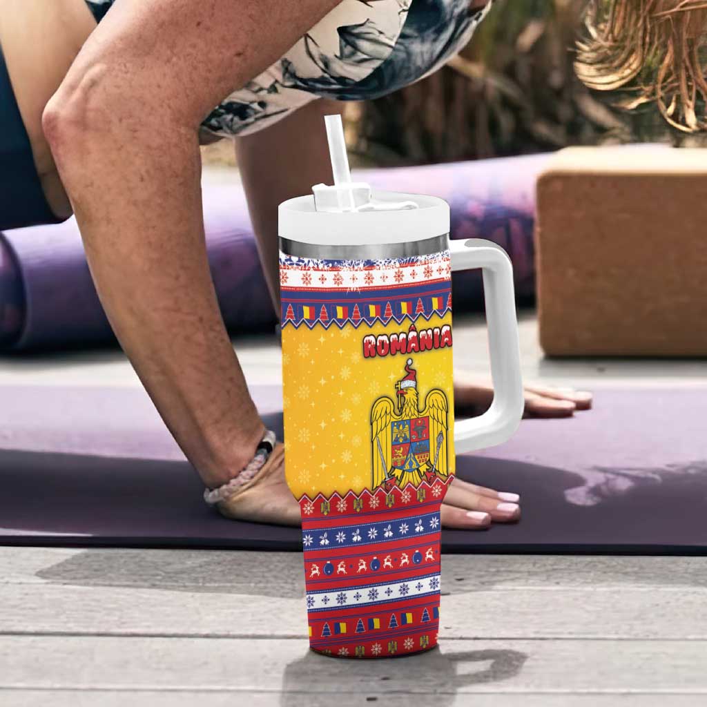 Romania Christmas Tumbler With Handle Romanian Masked Santa - Wonder Print Shop