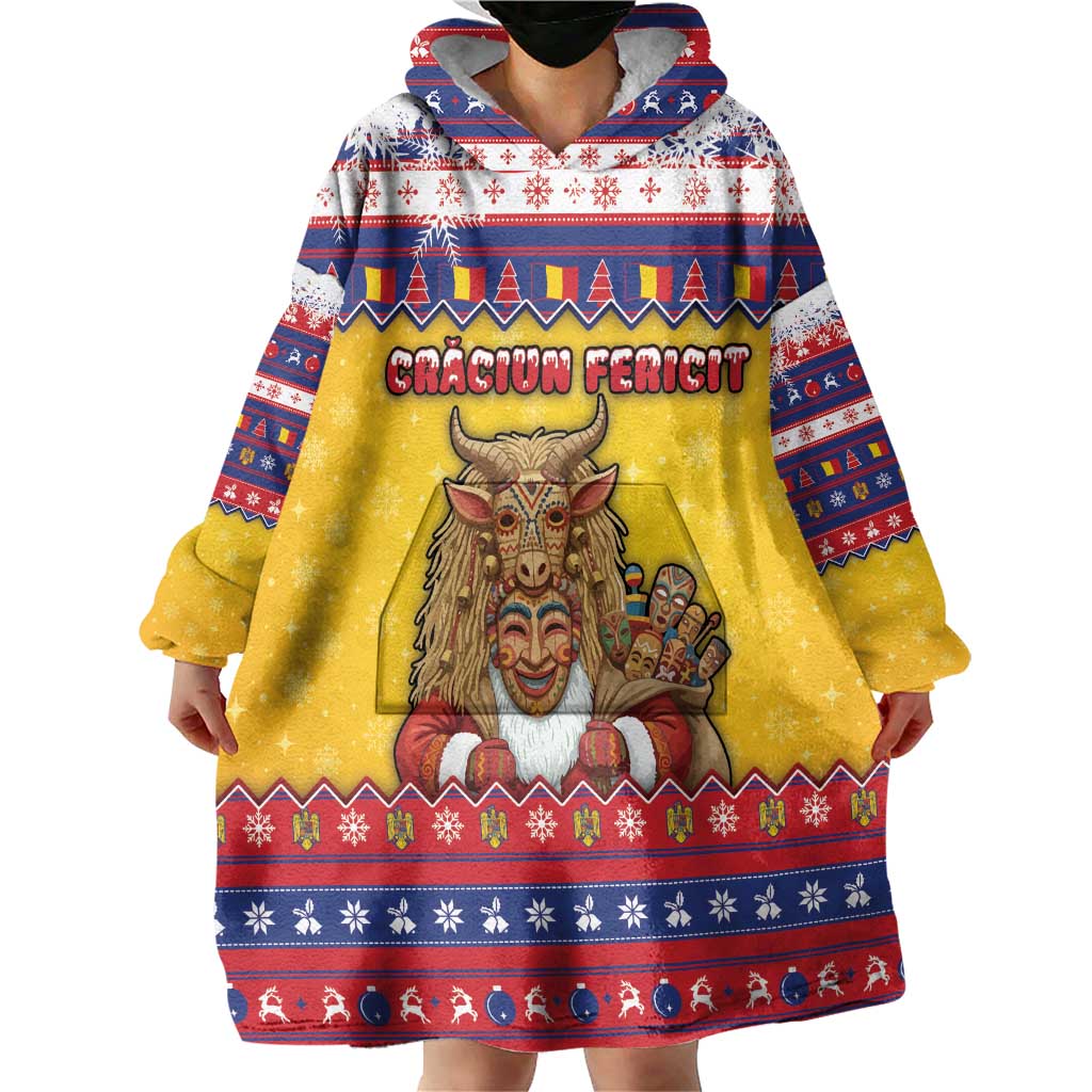 Romania Christmas Wearable Blanket Hoodie Romanian Masked Santa - Wonder Print Shop