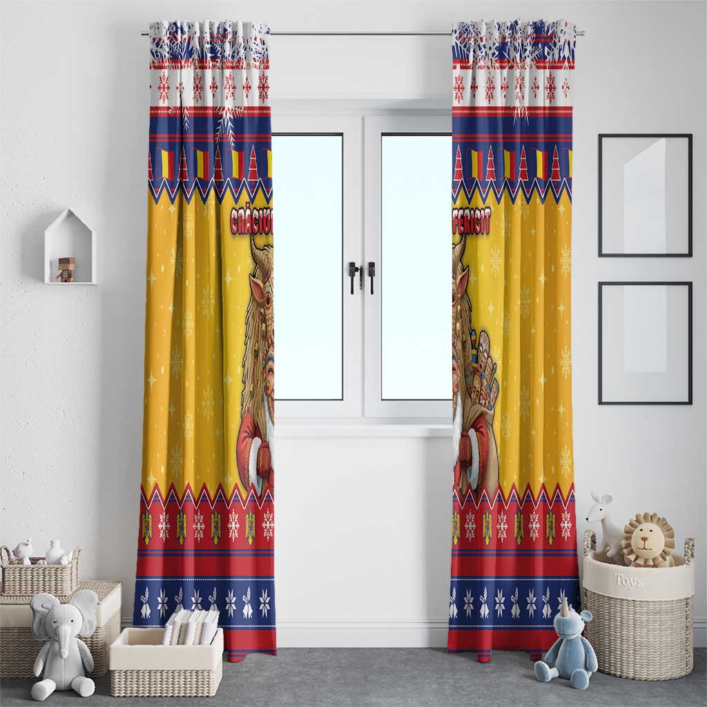 Romania Christmas Window Curtain Romanian Masked Santa - Wonder Print Shop