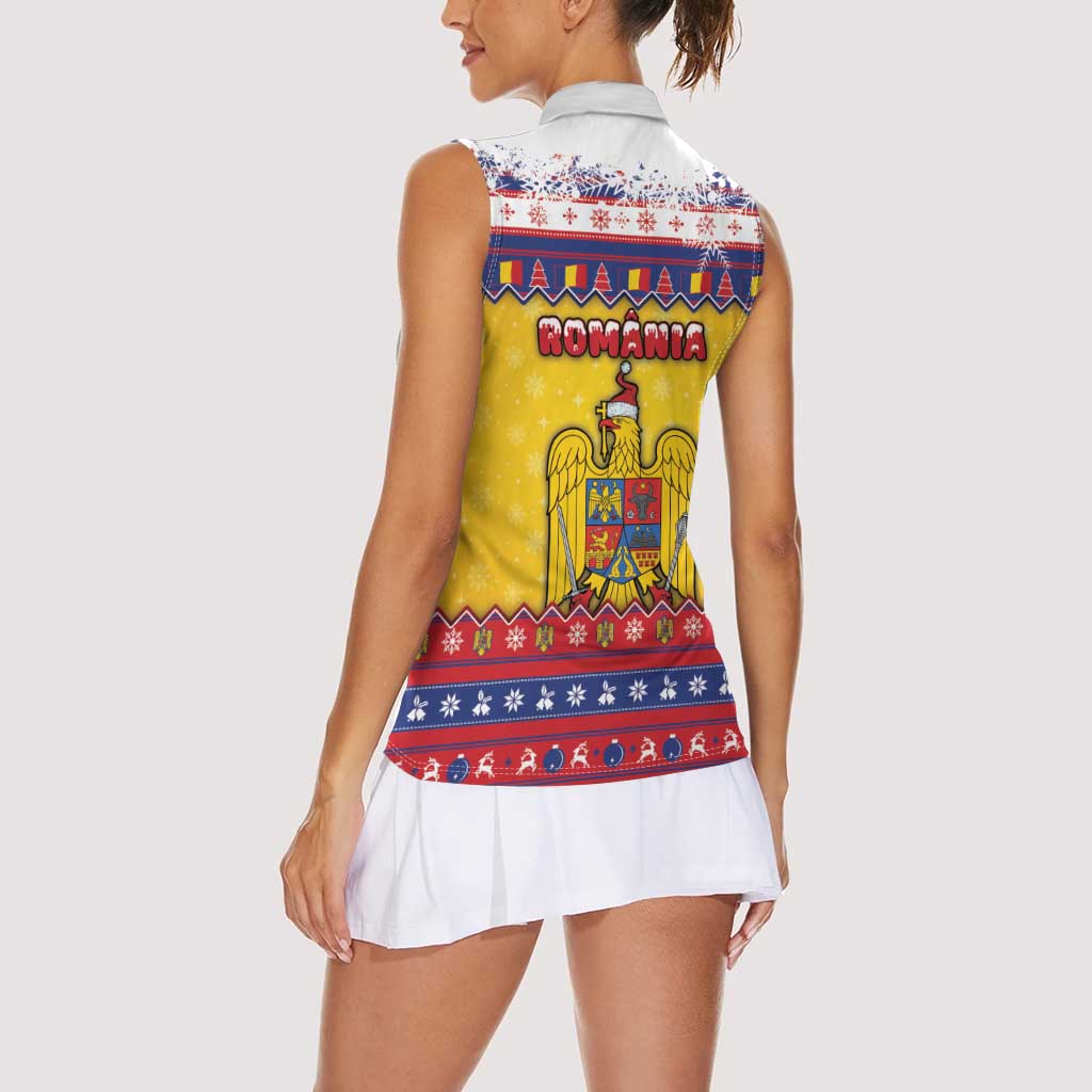 Romania Christmas Women Sleeveless Polo Shirt Romanian Masked Santa - Wonder Print Shop