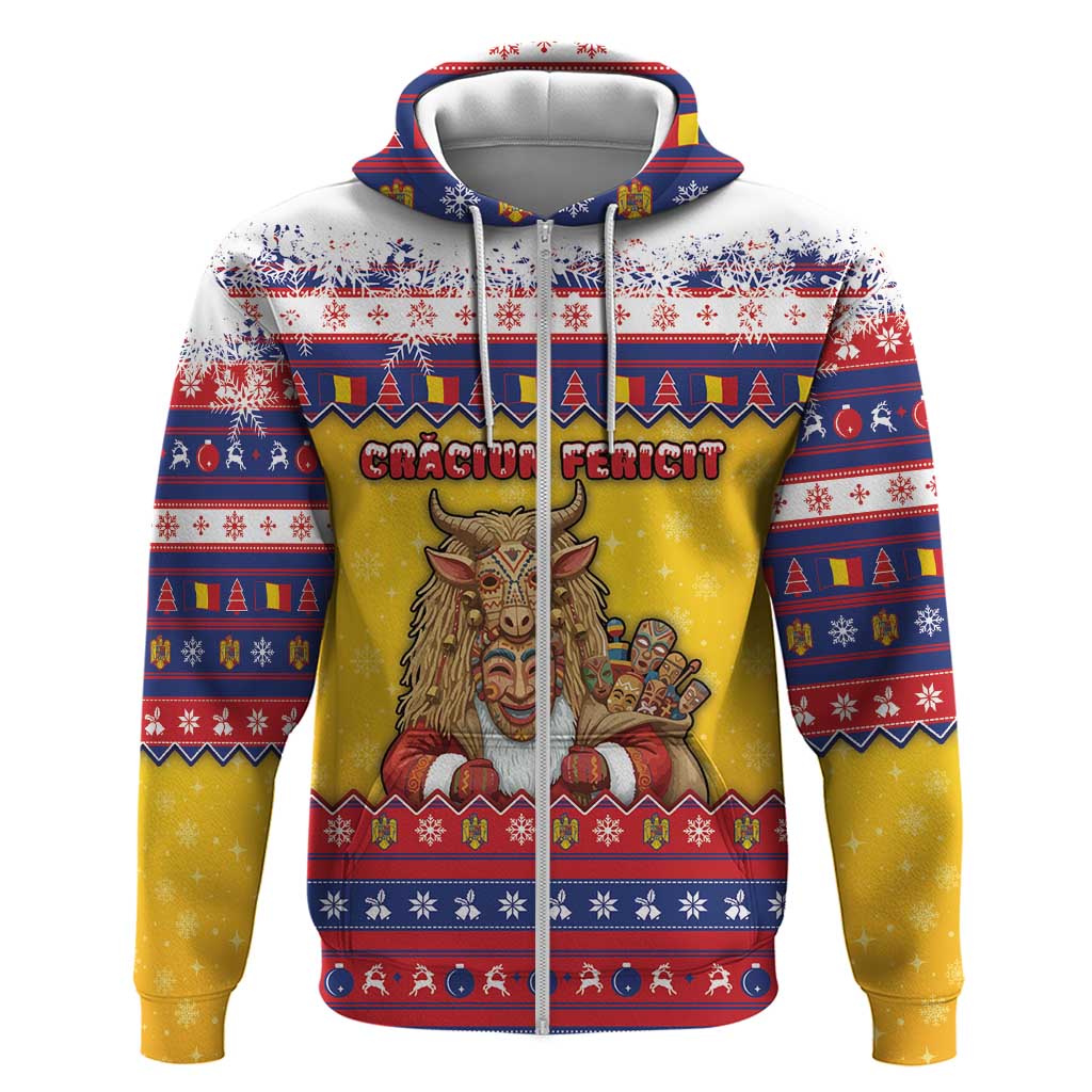 Romania Christmas Zip Hoodie Romanian Masked Santa - Wonder Print Shop