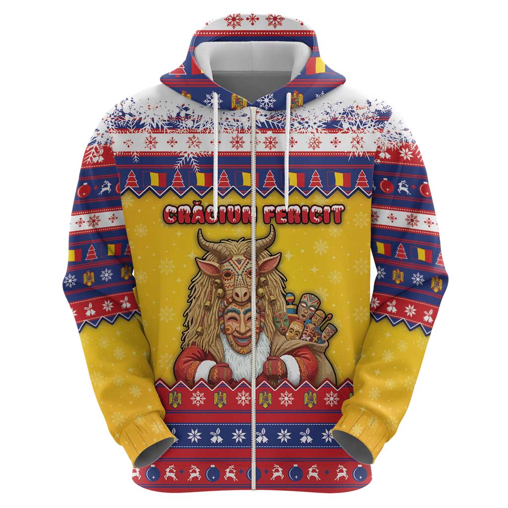 Romania Christmas Zip Hoodie Romanian Masked Santa - Wonder Print Shop