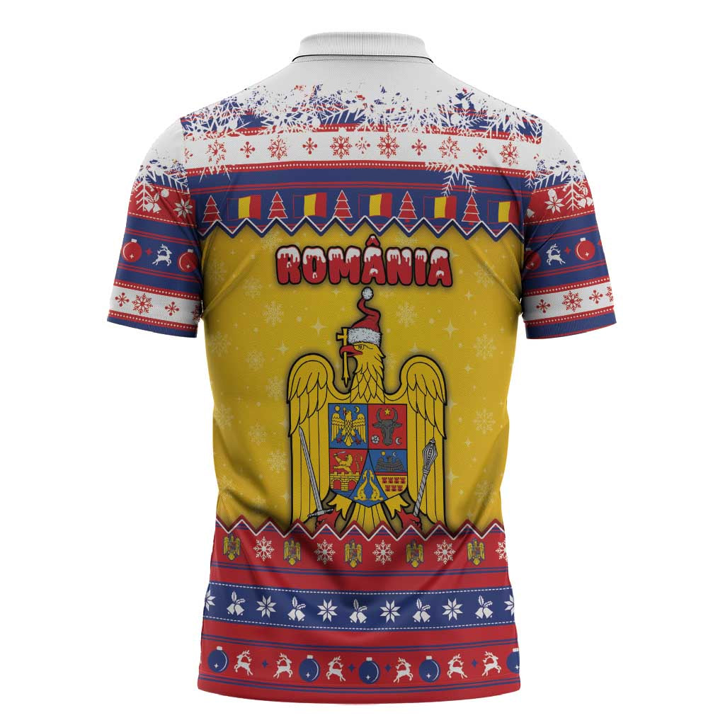 Romania Christmas Zipper Polo Shirt Romanian Masked Santa - Wonder Print Shop