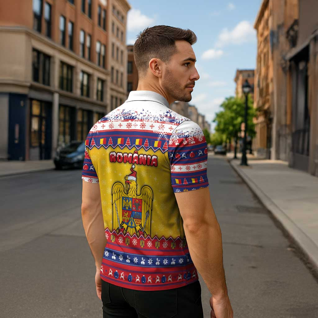 Romania Christmas Zipper Polo Shirt Romanian Masked Santa - Wonder Print Shop