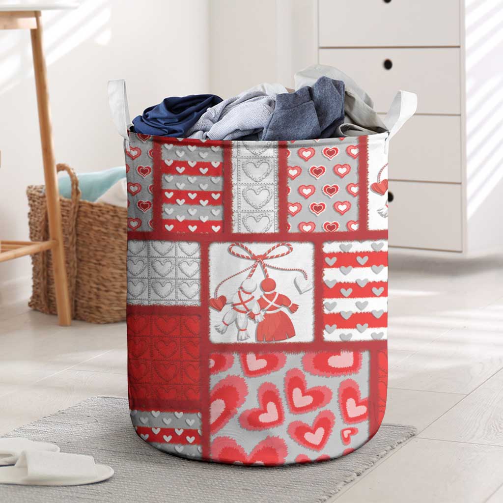 Romania Valentine's Day Laundry Basket Martenitsi With Hearts Knitting Effect