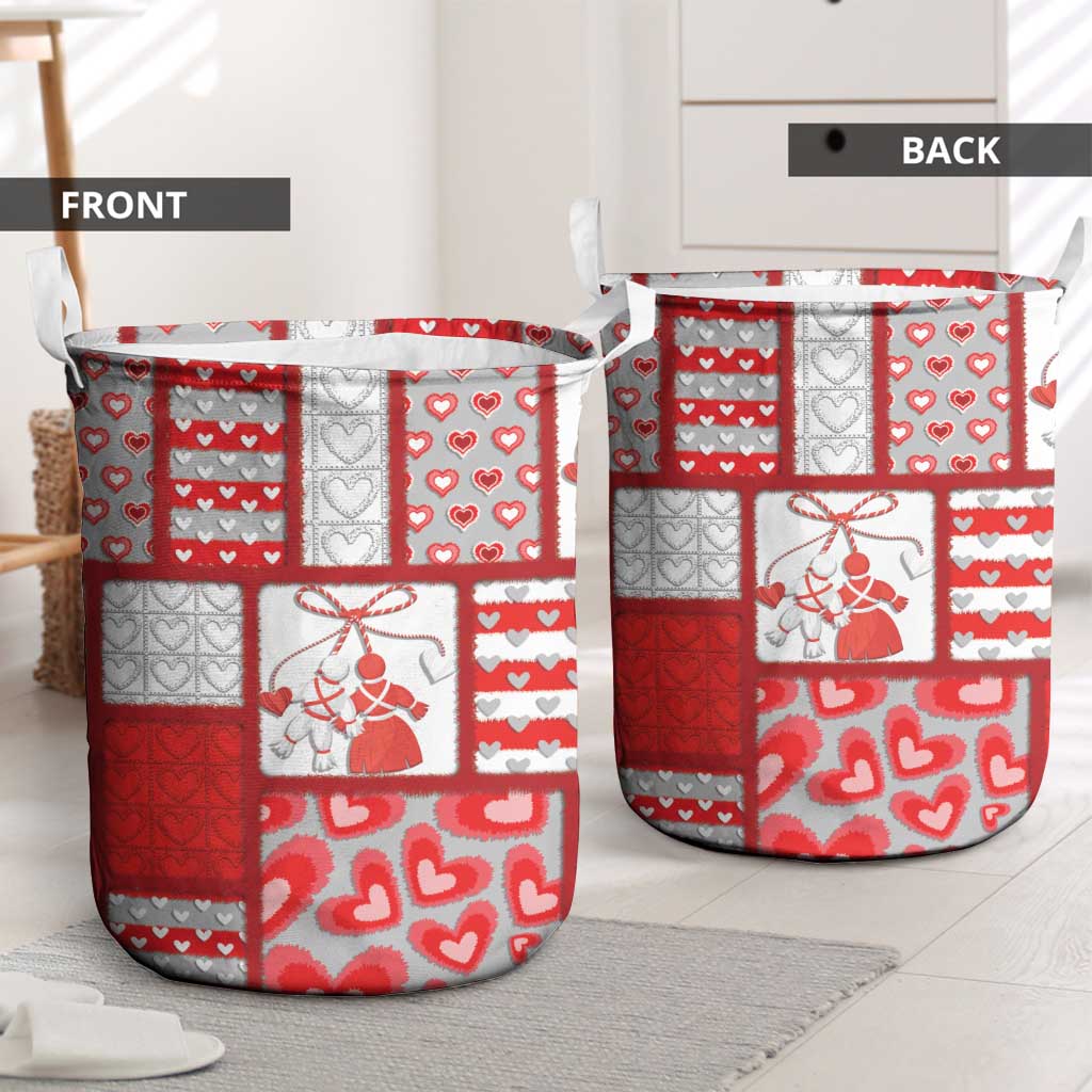 Romania Valentine's Day Laundry Basket Martenitsi With Hearts Knitting Effect