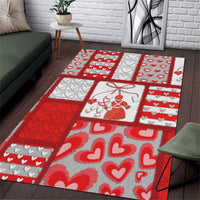 Romania Valentine's Day Area Rug Martenitsi With Hearts Knitting Effect