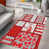 Romania Valentine's Day Area Rug Martenitsi With Hearts Knitting Effect