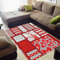 Romania Valentine's Day Area Rug Martenitsi With Hearts Knitting Effect