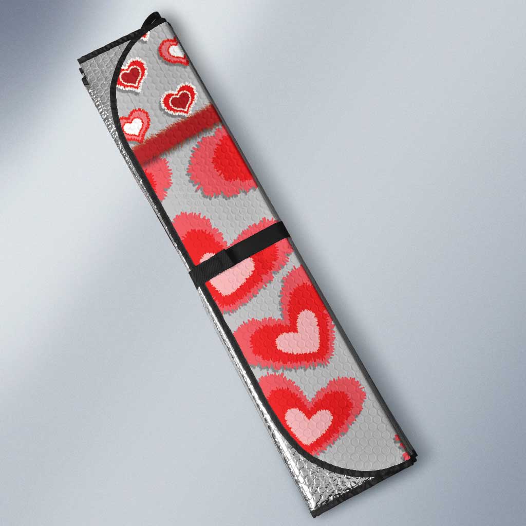 Romania Valentine's Day Auto Sun Shade Martenitsi With Hearts Knitting Effect